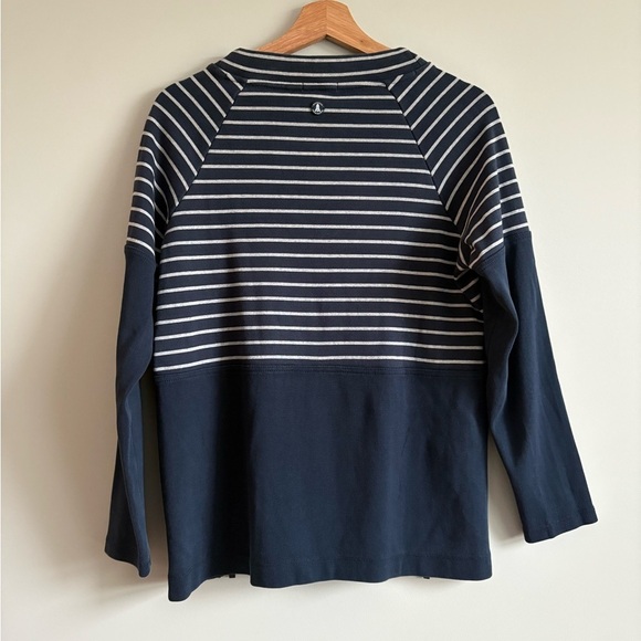 Barbour Navy & White Stripe Side Zip Cotton Pullover Top | Size 6 - Picture 5 of 8